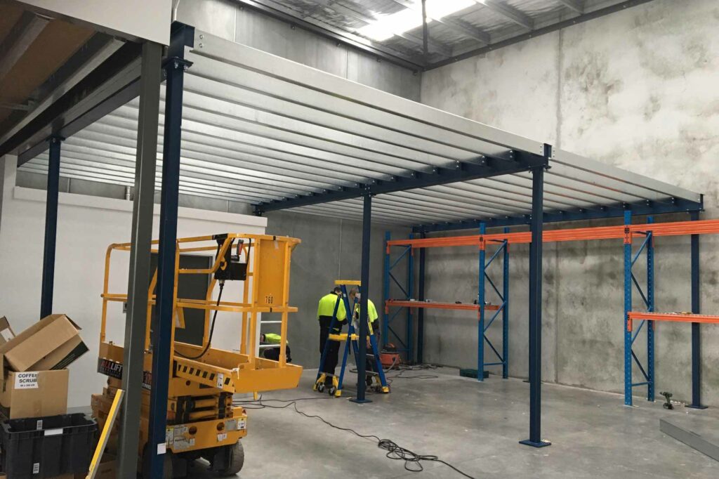 Structural mezzanine floor installation