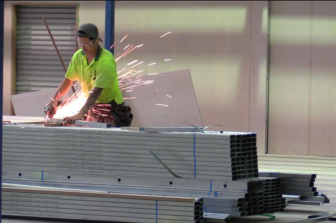 Professional assembling a mezzanine floor